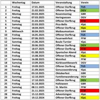 Veranstaltungstermine 2025